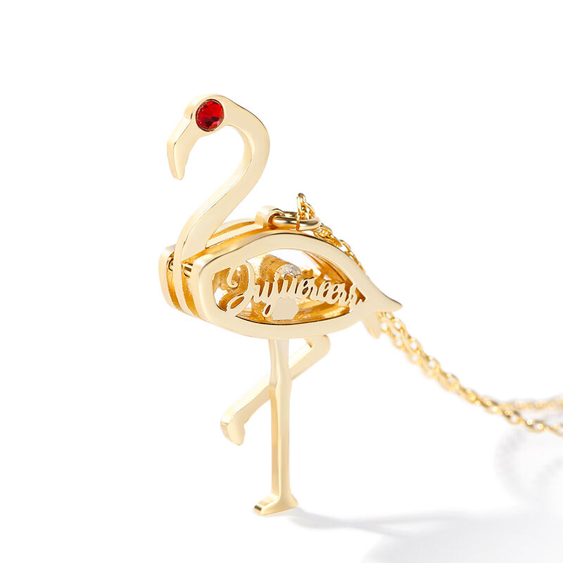 Jeulia Flamingo Collana Personalizzata con Nome In Argento Sterling