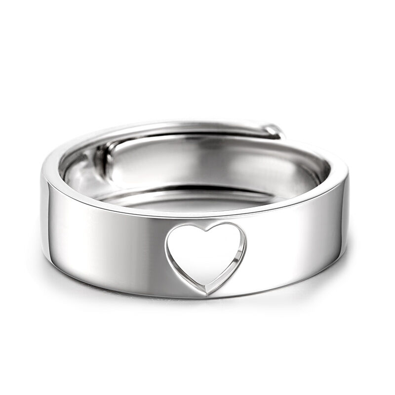 Jeulia "Vows of Love" Heart Design Adjustable Sterling Silver Men's Band