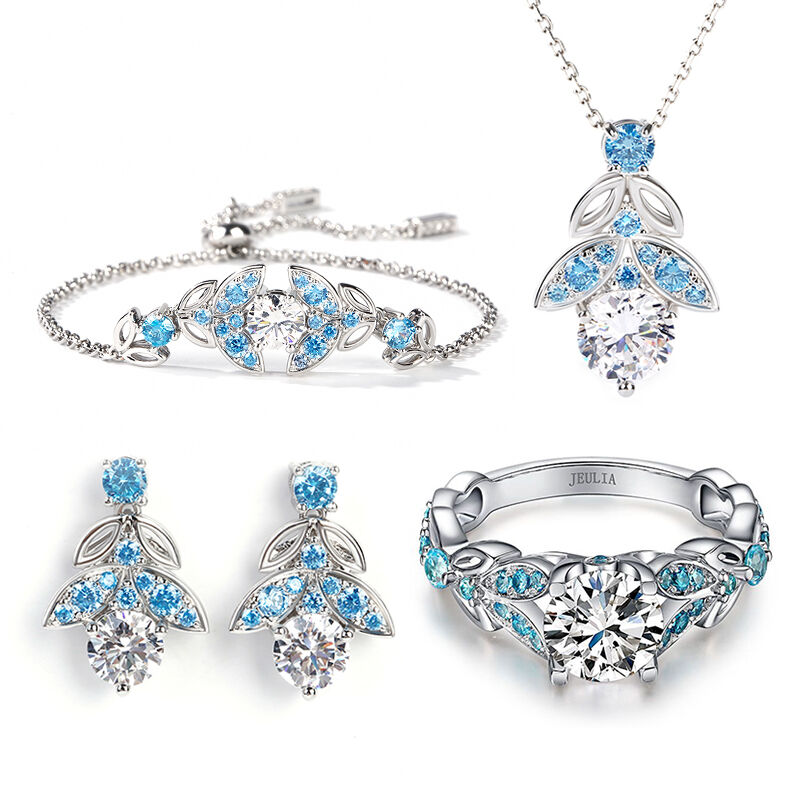 Jeulia Butterfly Round Cut Sterling Silver Jewelry Set