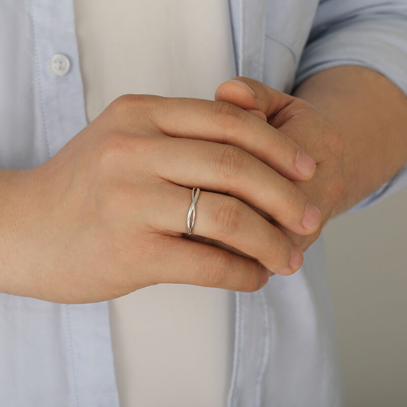 Jeulia Anillo de Boda para Hombre Trenza Infinita Morbius en Plata Esterlina