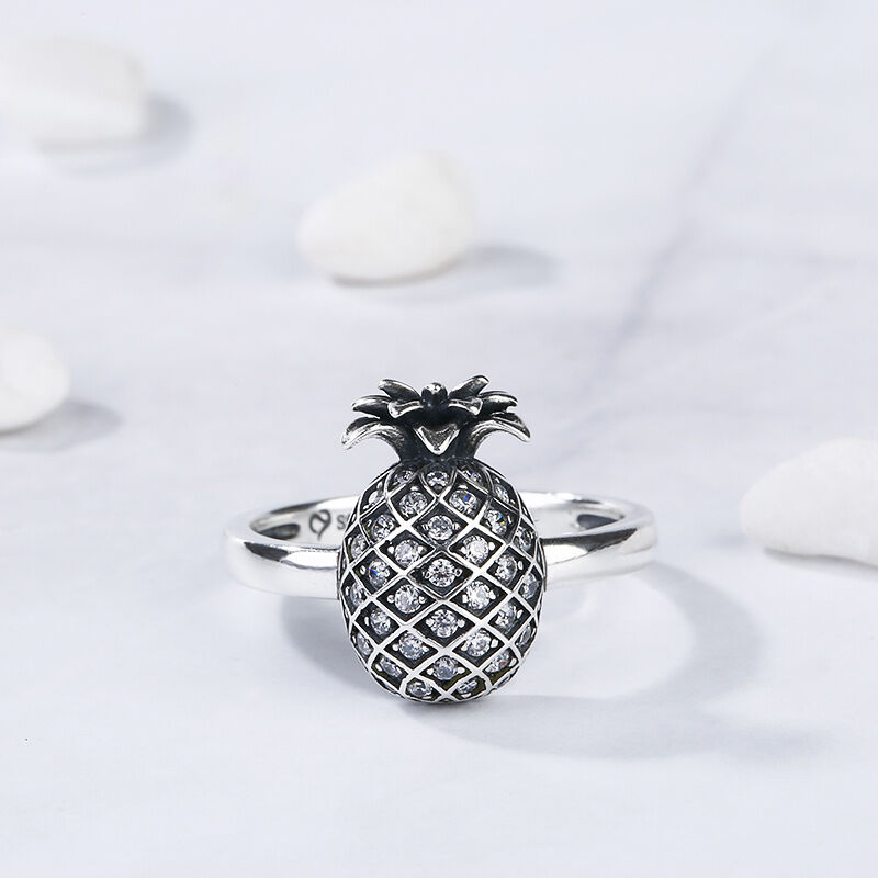جوليا خاتم من الفضة الإسترليني بتصميم أناناس
