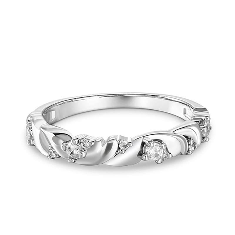 Jeulia "Sweetheart" Round Cut Sterling Silver Women's Band