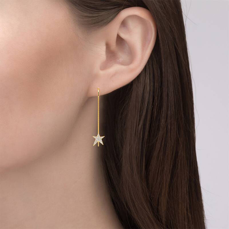 Jeulia "Dancing Star" Sterling Silver Threader Earrings