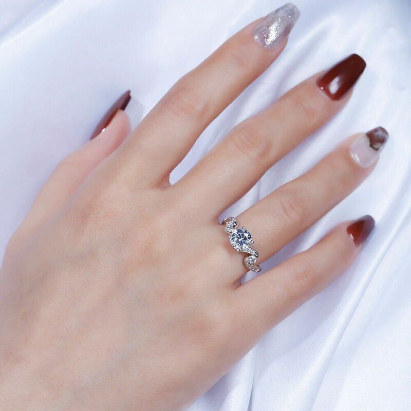 Jeulia Anello Trilogy Taglio Rotondo Donna Argento Sterling