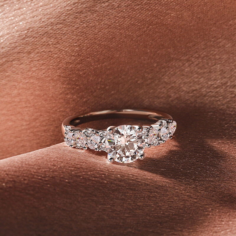 Jeulia Olivetta Classic Round Engagement Ring Sterling Silver