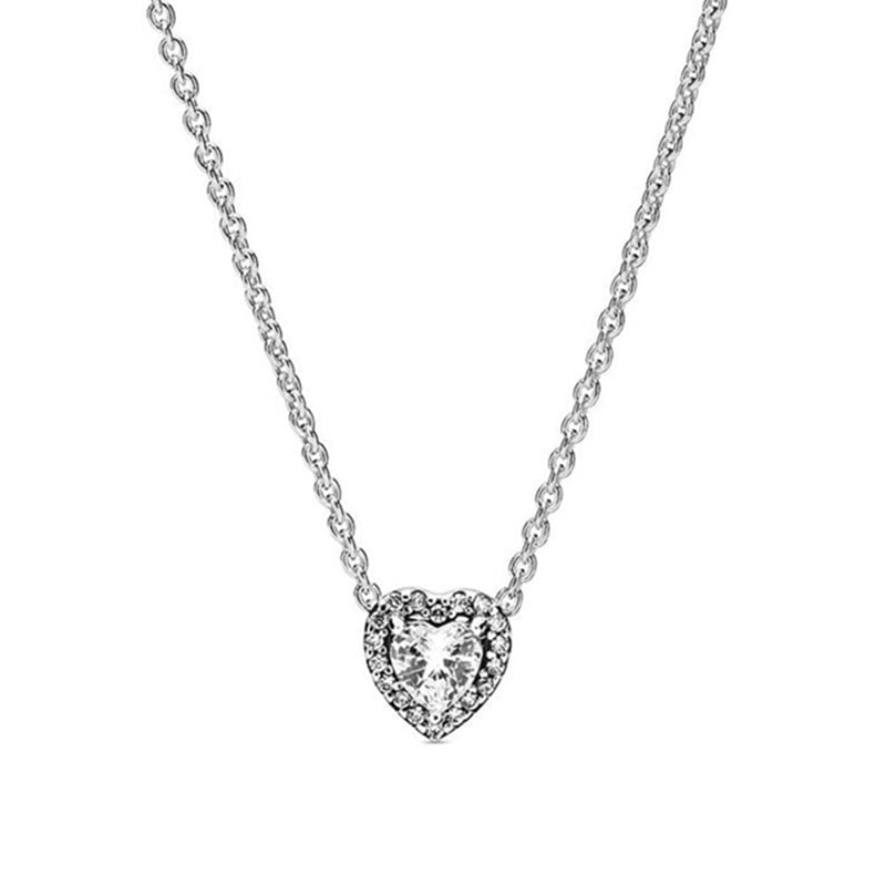Jeulia Halo Heart Cut Sterling Silver Necklace