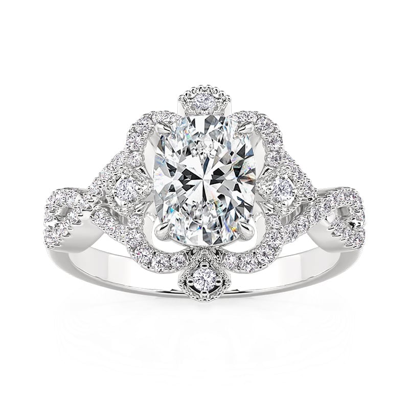 Jeulia Twist Symmetry Elongated Cushion Engagement Ring