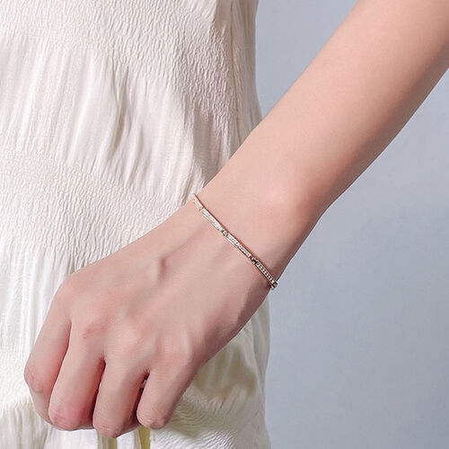 Jeulia Bamboo Chain Round Cut Sterling Silver Bracelet