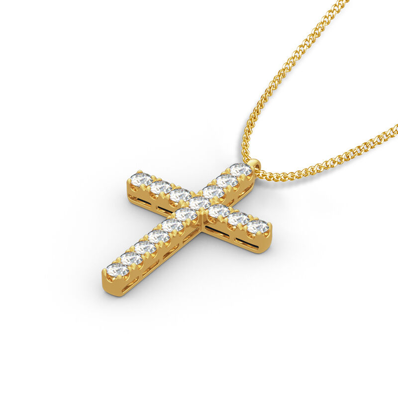 Jeulia Cross Design Round Cut Sterling Silver Men's Necklace