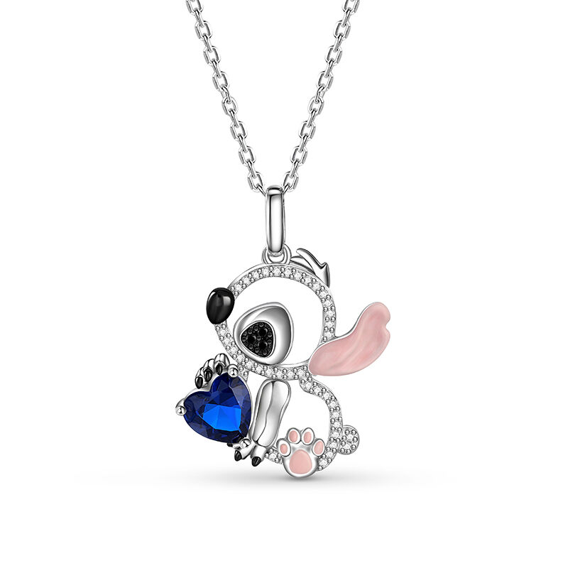 Jeulia "Little Monster" Pink Ear Heart Cut Personalized Sterling Silver Necklace