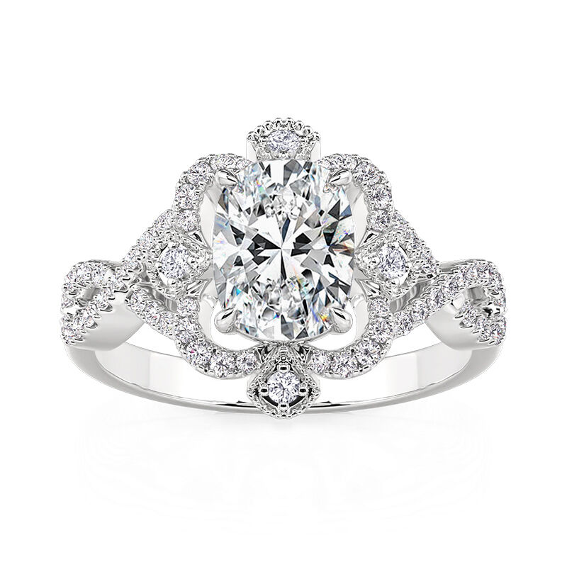 Jeulia Bague de Fiançailles Coussin Allongé à Symétrie Twist