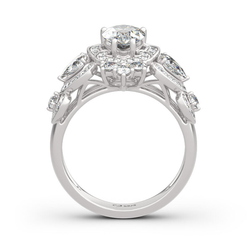 Jeulia Rococo Style Pear Cut Sterling Silver Ring