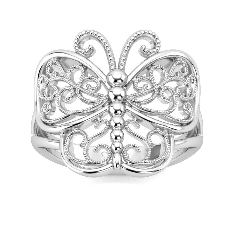 Jeulia Milgrain Schmetterlingsform Sterling Silber Ring