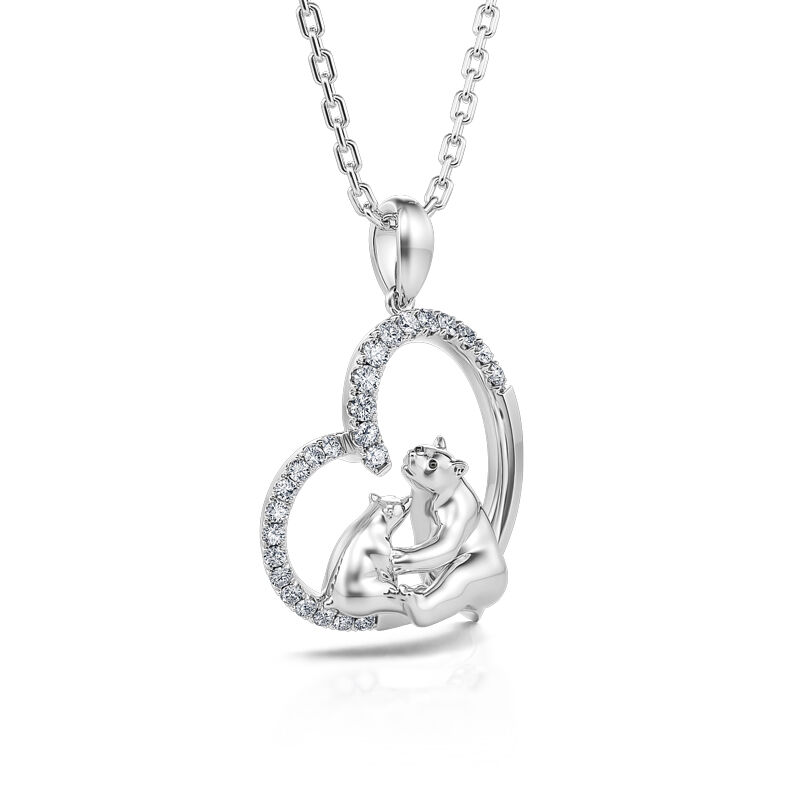 Jeulia "Mother's Protection" Mom and Baby Polar Bear Sterling Silver Necklace