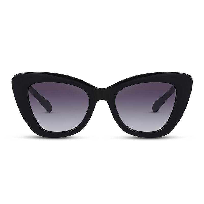 Jeulia Gafas de sol de ojo de gato negro/gris degradado para mujer
