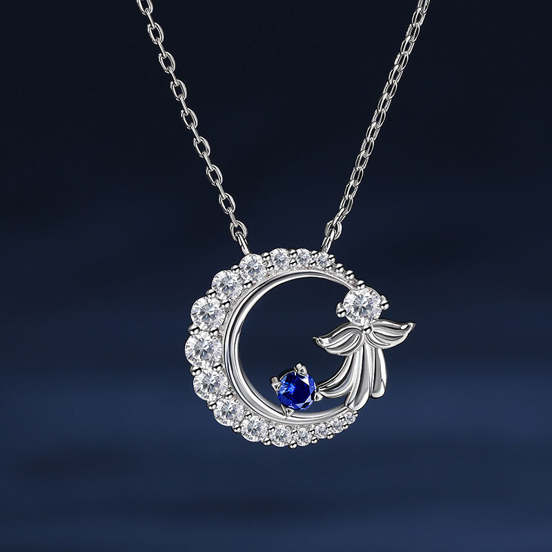 Jeulia "Serene Angel" Crescent Moon Sterling Silver Necklace