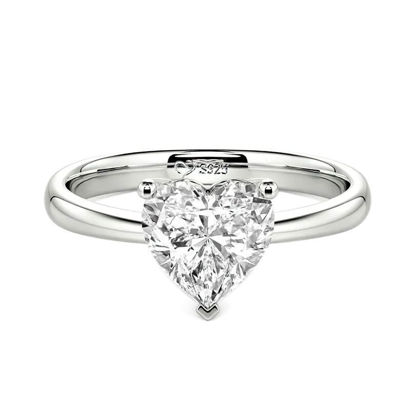 Jeulia Heart Cut Solitaire Sterling Silver Engagement Ring