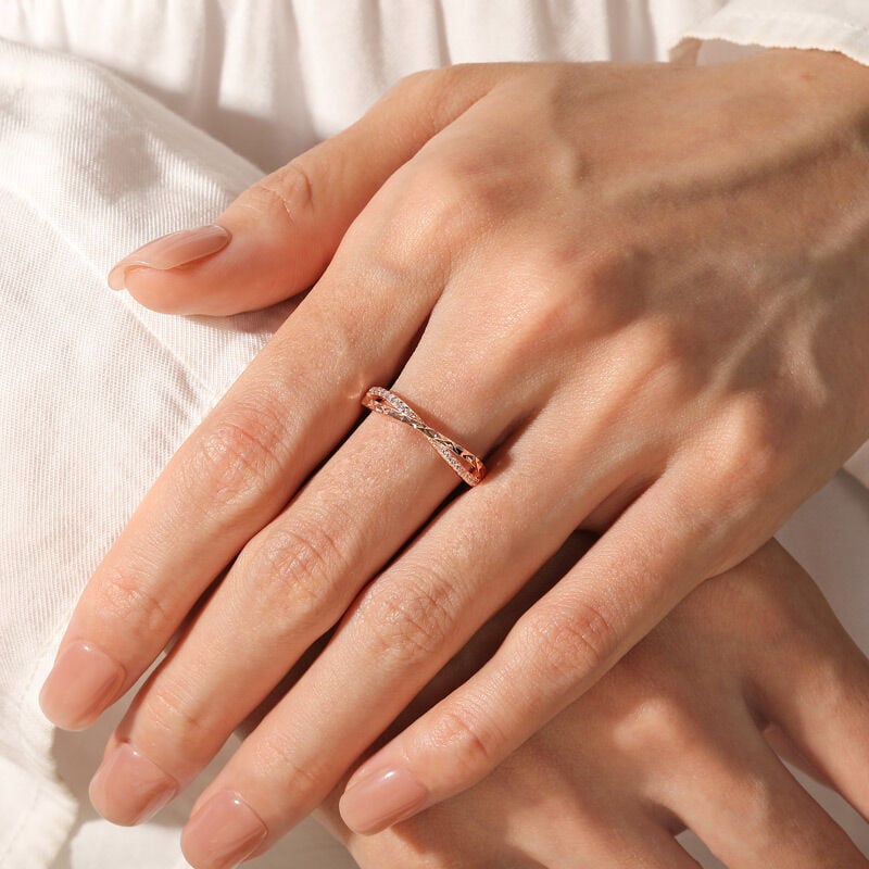 Jeulia Adjustable Crossover Ring for Women Sterling Silver