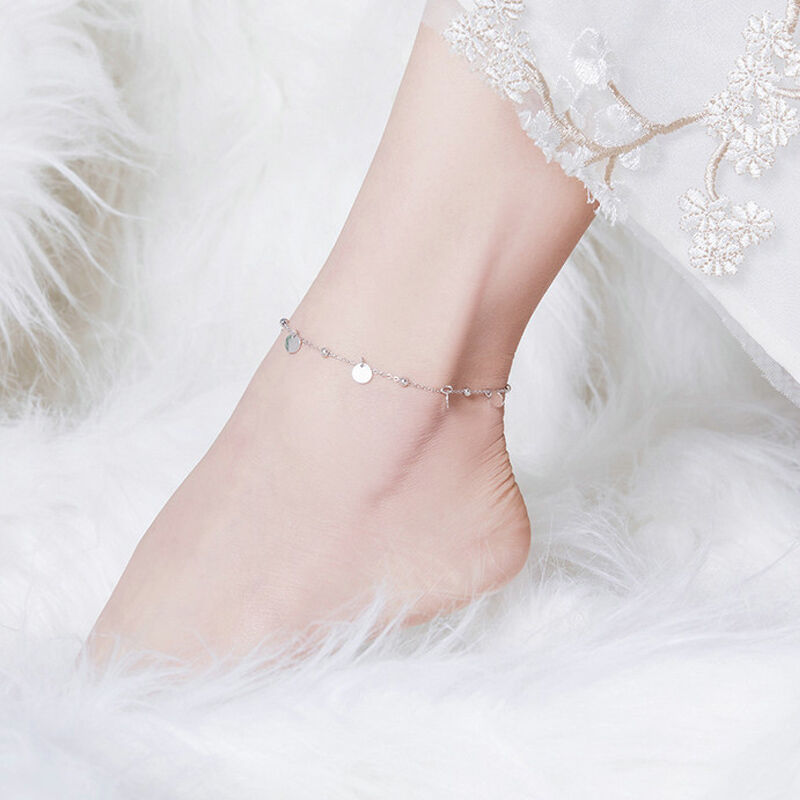 Jeulia Simple Style Disc Sterling Silver Anklet