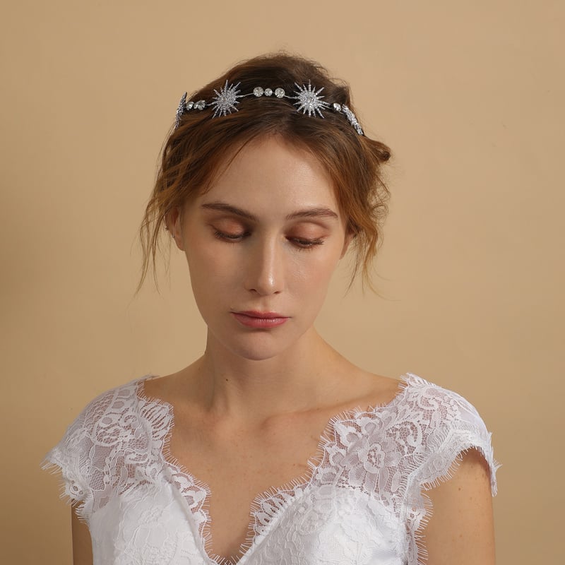 Jeulia Simple Crystle Hairpiece Starlight Crown Headband