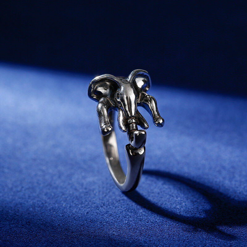 Jeulia "Maternal Love" Elephant Sterling Silver Men's Ring