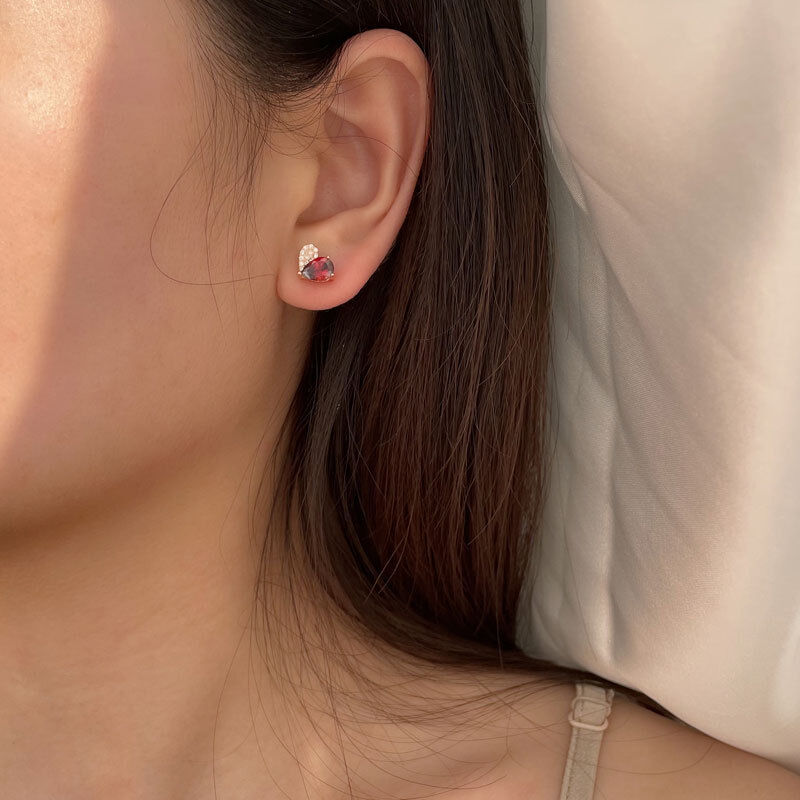 Jeulia Asymmetrical Heart Sterling Silver Pear Cut Earrings