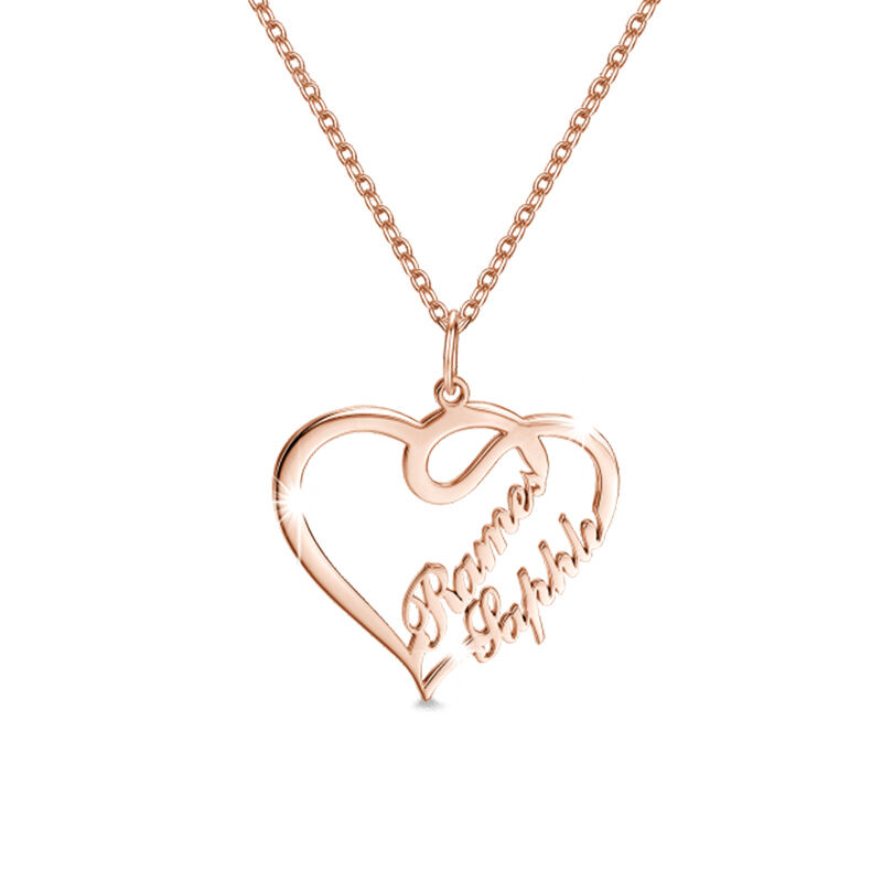 Jeulia Overlapping Heart Two Name Necklace