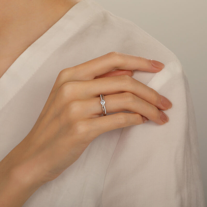 Jeulia Anillo de Boda Eternidad Solitario Trenza Infinita Morbius en Plata Esterlina