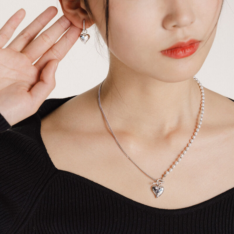 Jeulia Orecchini Pendenti a Forma di Cuore in Argento Sterling