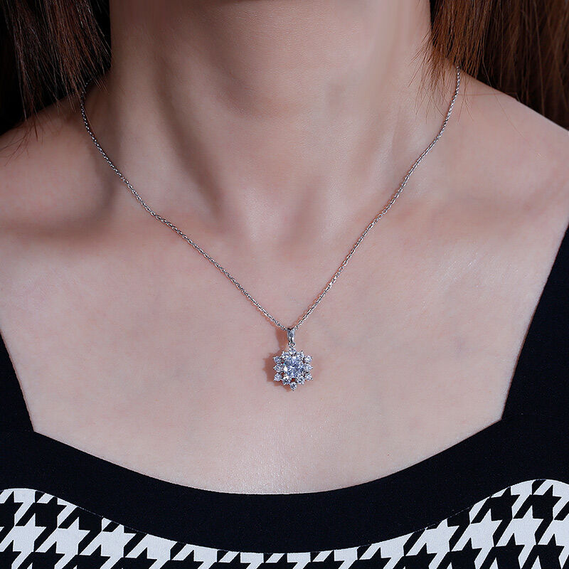 Jeulia Collier Halo Coupe Ronde Argent Sterling