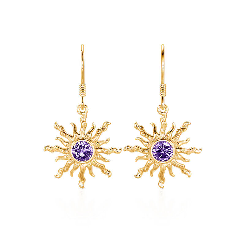 Jeulia Pendientes de Moda de Oro con Piedra de Amatista Bohemia