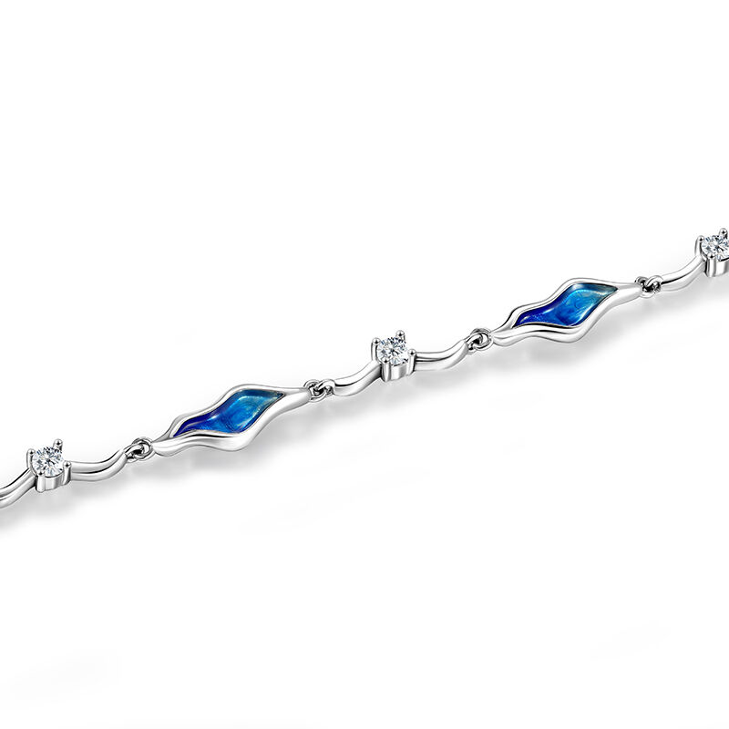 Jeulia Midsummer Night River Riples Round Cut Bracelet