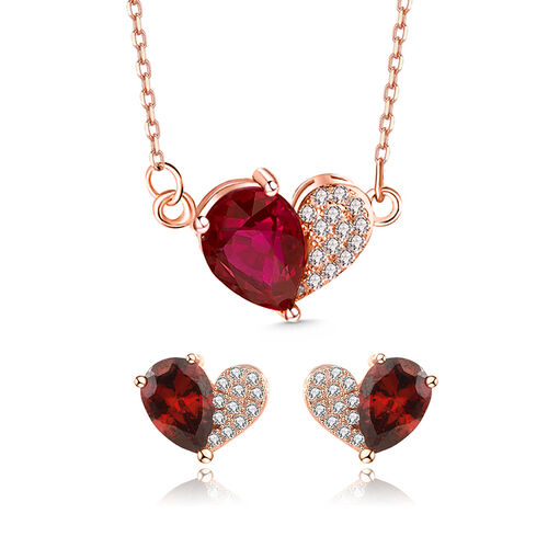 Jeulia "Love Yourself" Heart Design Sterling Silver Jewelry Set