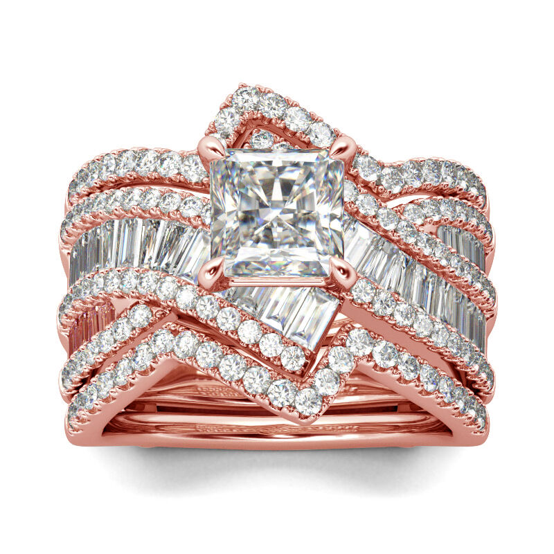 Jeulia Bague Bypass en Argent Sterling Plaqué Or Rose Coupe Princesse