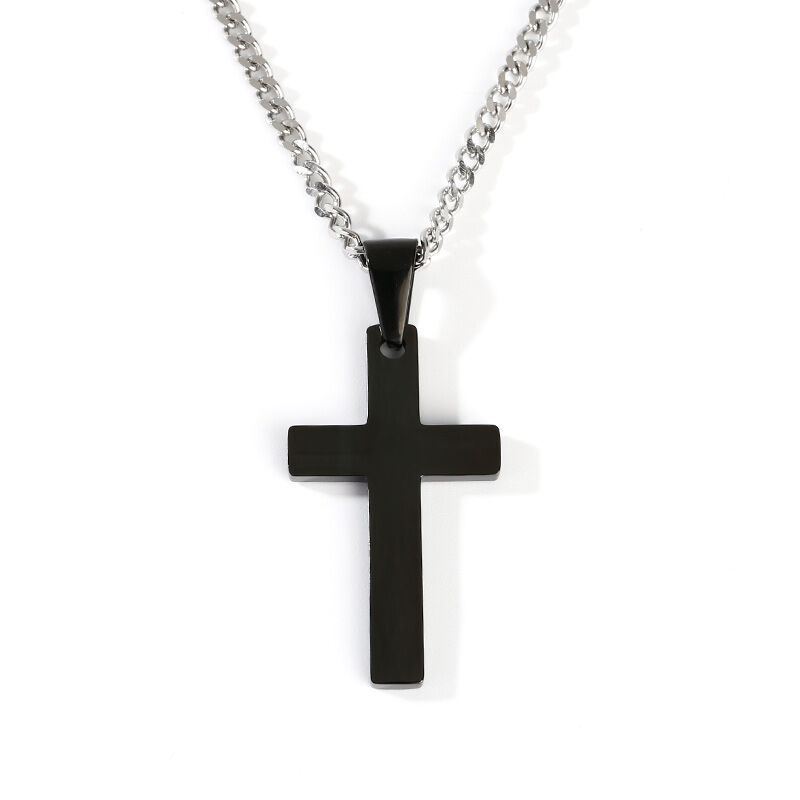 Jeulia Collar religioso de acero inoxidable con cruz para hombre