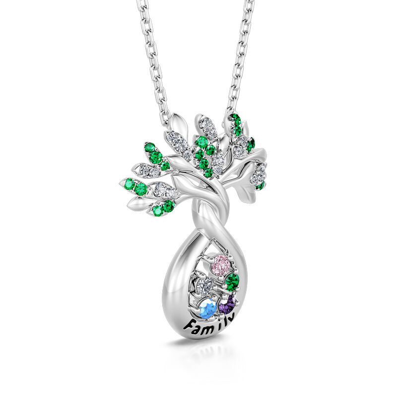 Jeulia Family Tree Sterling Silver Personalized Necklace
