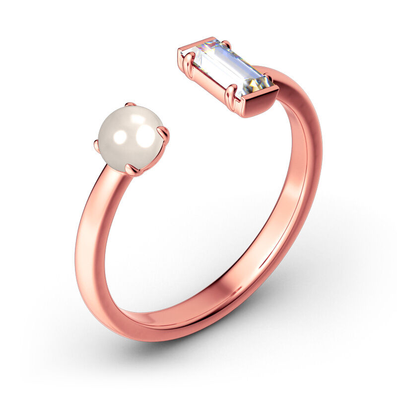 Jeulia Cultured Pearl Sterling Silver Open Ring