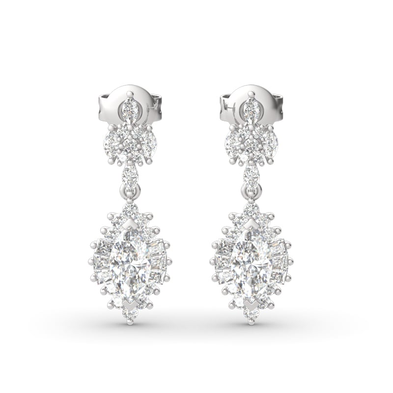 Jeulia Dazzling Halo Marquise Cut Sterling Silver Earrings