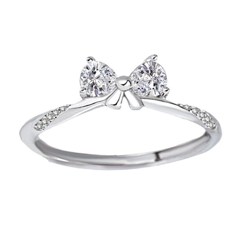 Jeulia Bowknot Two Stone Trillion Cut Sterling Silver Adjustable Ring