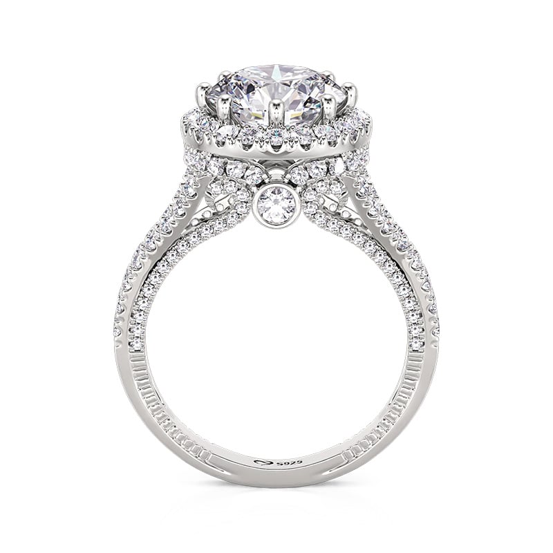 Jeulia "Princess Skirt Hem"Halo Engagement Ring Sterling Silver
