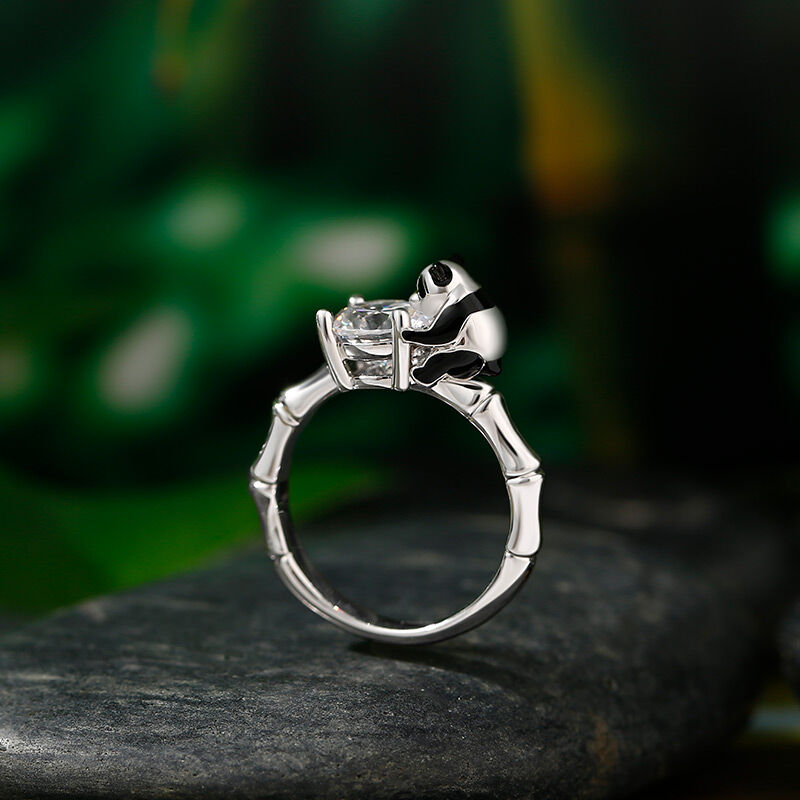 جوليا Hug Me خاتم قطع دائري من الفضة الإسترليني بتصميم "لطيف الباندا"