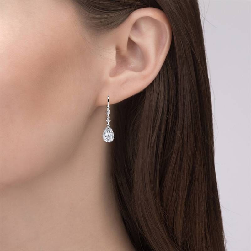 Jeulia Pear Cut Sterling Silver Drop Earrings