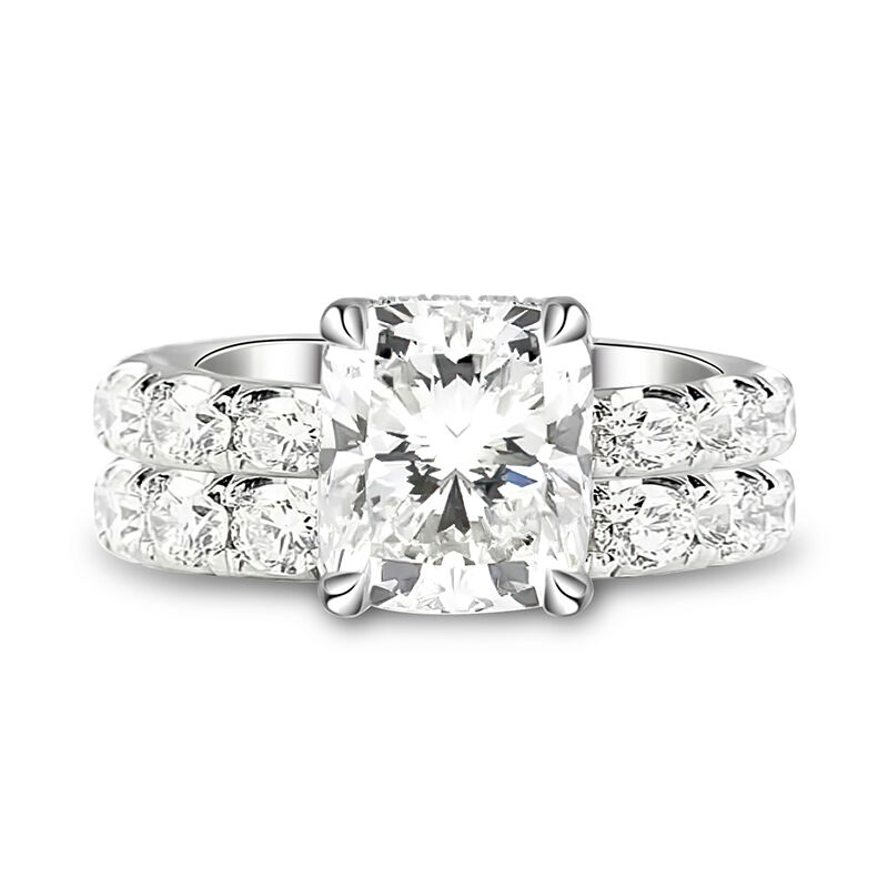 Jeulia Classic Cushion Cut Sterling Silver Ring Set