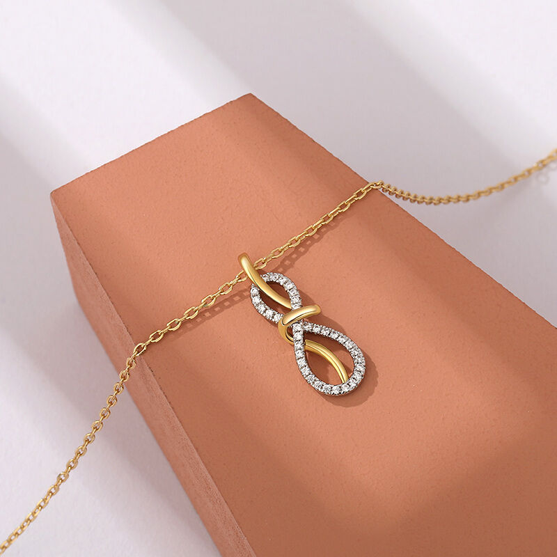 Jeulia Simple Ribbon Infinity Necklace Two Tone Sterling Silver