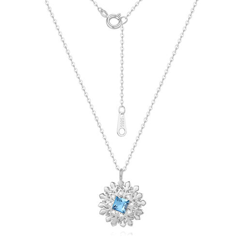 Jeulia Rotating Snowflake Sterling Silver Necklace