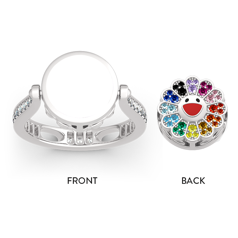 Jeulia "Childish Power" Solros Sterling Silver Personlig Fotoring (Med En Gratis Kedja)