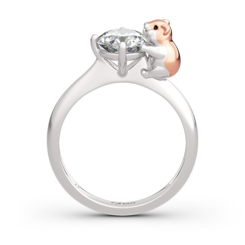 Jeulia Hug Me "Adorable Hamster" Round Cut Sterling Silver Ring