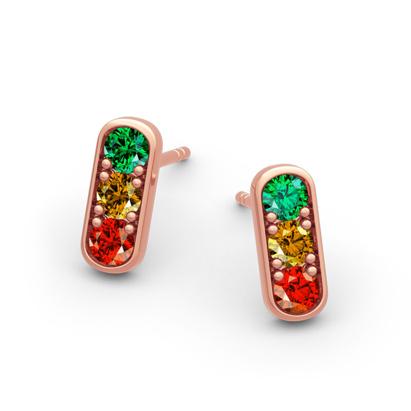 Jeulia "Traffic Light" Round Cut Sterling Silver Earrings
