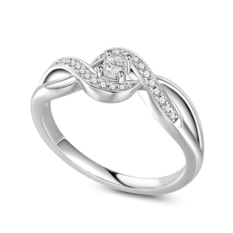 Jeulia Twist Infinity Round Cut Sterling Silver Promise Ring