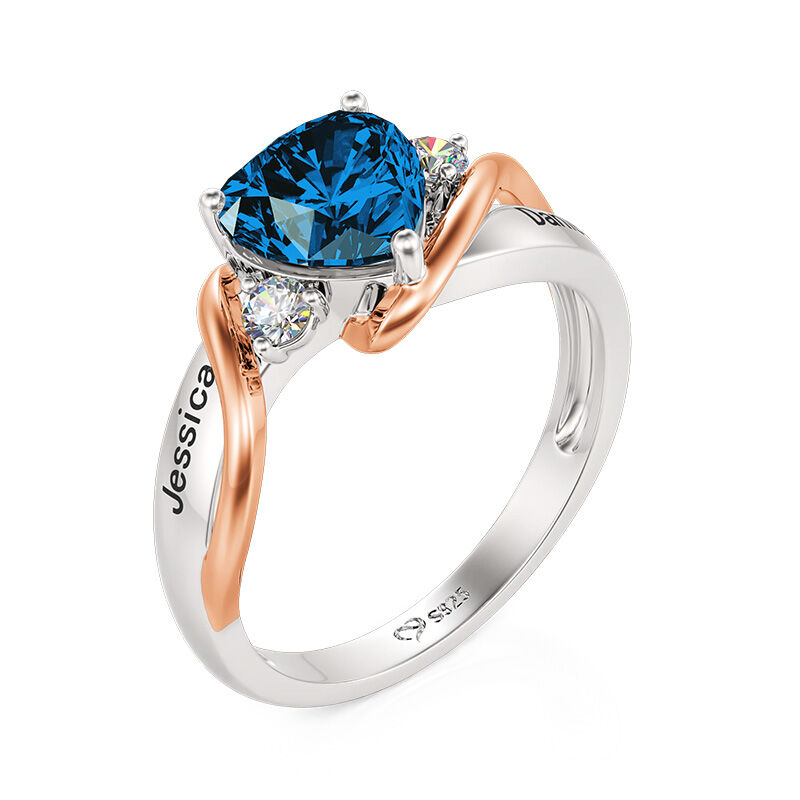 Jeulia Amore Love Custom Heart Promise Ring with Birthstone and Engraved